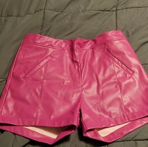 Crazy Train magenta faux leather shorts